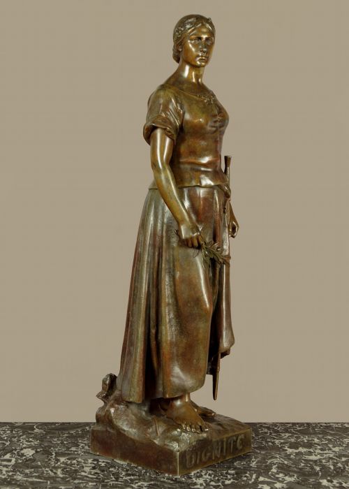 SPELTER FIGURE OF A WOMAN 'DIGNITE' BY CHARLES PERRON C1910 - ADDITIONAL PHOTO 3
