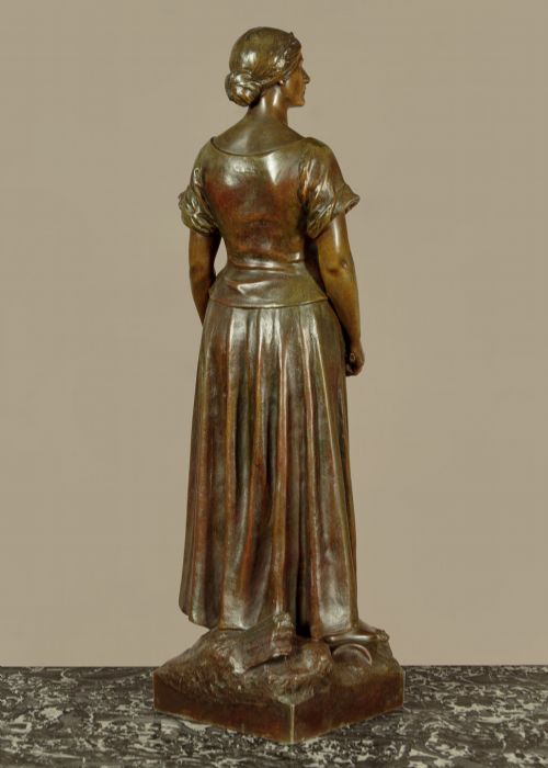 SPELTER FIGURE OF A WOMAN 'DIGNITE' BY CHARLES PERRON C1910 - ADDITIONAL PHOTO 4