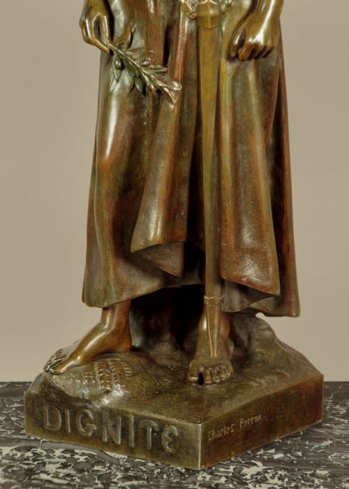 SPELTER FIGURE OF A WOMAN 'DIGNITE' BY CHARLES PERRON C1910 - ADDITIONAL PHOTO 9