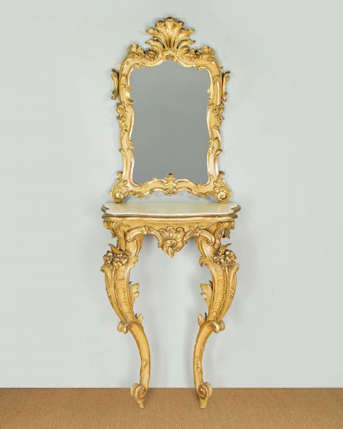 SMALL GILDED CONSOLE TABLE MIRROR C1900