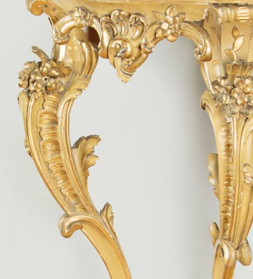 SMALL GILDED CONSOLE TABLE MIRROR C1900 - ADDITIONAL PHOTO 9