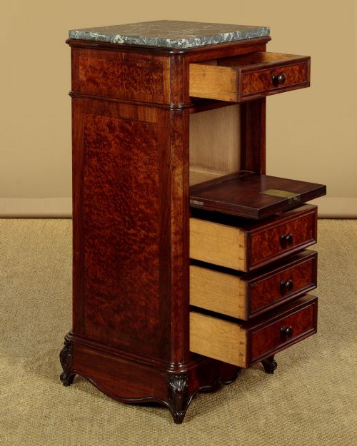 PAIR OF ROSEWOOD AMBOYNA BEDSIDE DRAWER PEDESTALS C1890 - ADDITIONAL PHOTO 5