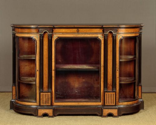 BURR WALNUT EBONIZED CREDENZA C1880