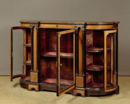 BURR WALNUT EBONIZED CREDENZA C1880 - ADDITIONAL PHOTO 3