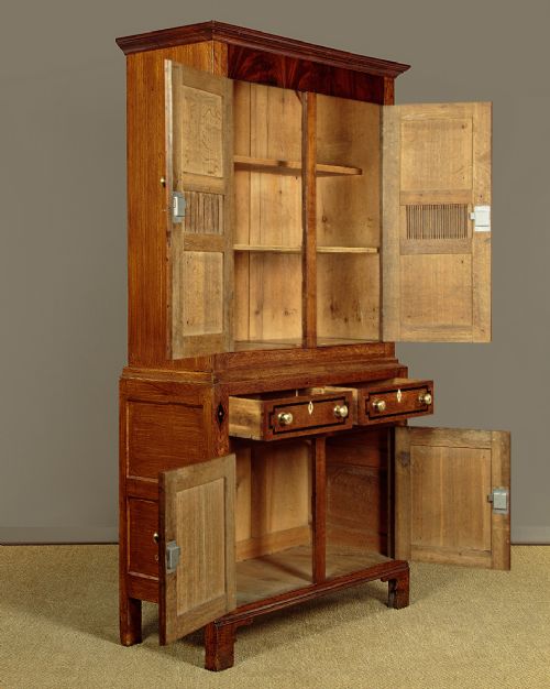 WELSH OAK BREAD CHEESE CUPBOARD WITH INLAID DECORATION C1830 - ADDITIONAL PHOTO 4