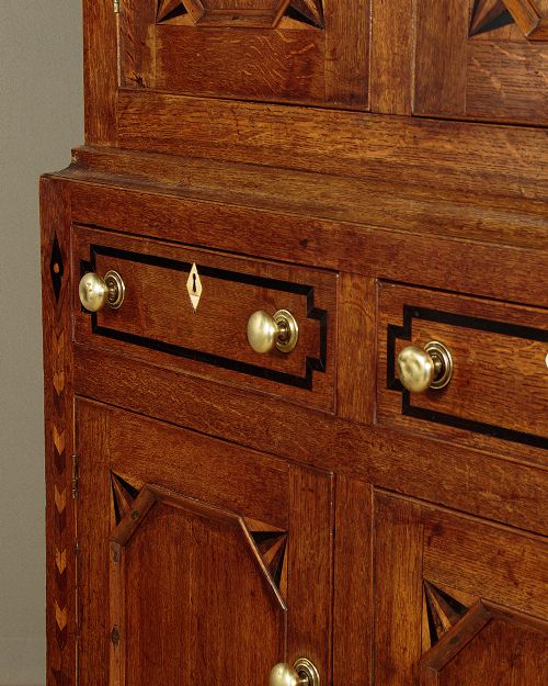 WELSH OAK BREAD CHEESE CUPBOARD WITH INLAID DECORATION C1830 - ADDITIONAL PHOTO 12