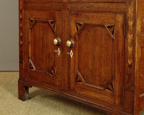 WELSH OAK BREAD CHEESE CUPBOARD WITH INLAID DECORATION C1830 - ADDITIONAL PHOTO 13
