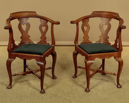PAIR OF OAK CORNER ARMCHAIRS C1900