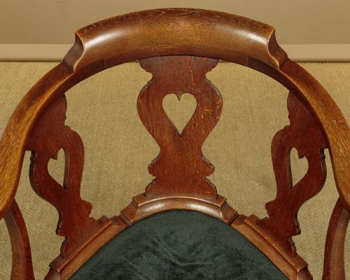 PAIR OF OAK CORNER ARMCHAIRS C1900 - ADDITIONAL PHOTO 3