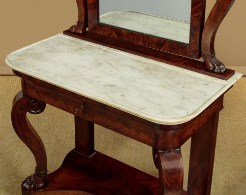 MAHOGANY MARBLE TOP DRESSING TABLE C1850 - ADDITIONAL PHOTO 6