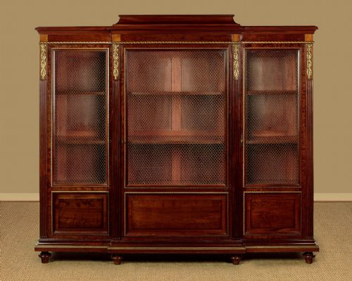 BRASS MOUNTED BREAKFRONT BOOKCASE C1910
