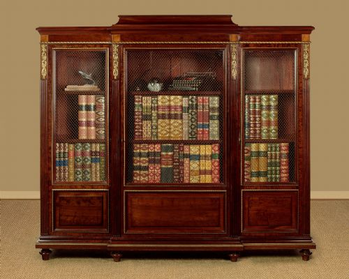 BRASS MOUNTED BREAKFRONT BOOKCASE C1910 - ADDITIONAL PHOTO 1