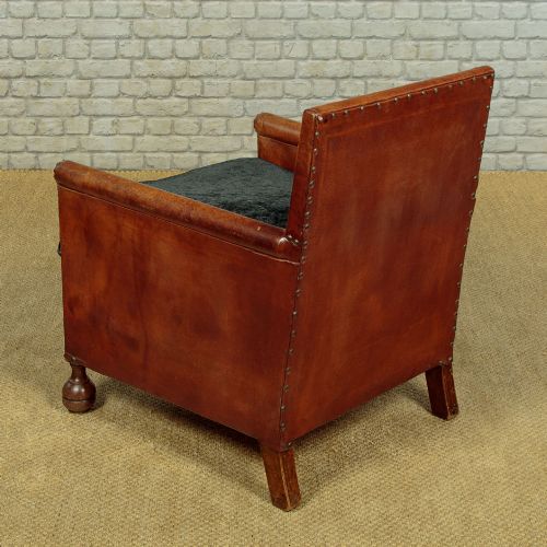 PAIR OF SMALL LEATHER BOTHY ARMCHAIRS C1920 - ADDITIONAL PHOTO 12