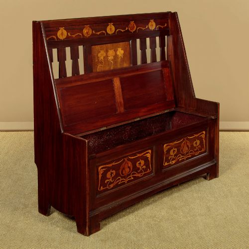ARTS CRAFTS BOX SETTLE BY JAMES SHOOLBRED CO C1900 - ADDITIONAL PHOTO 2