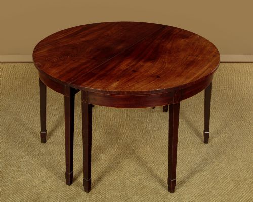 PAIR OF GEORGE III MAHOGANY DEMILUNE SIDE TABLES C1810 - ADDITIONAL PHOTO 3