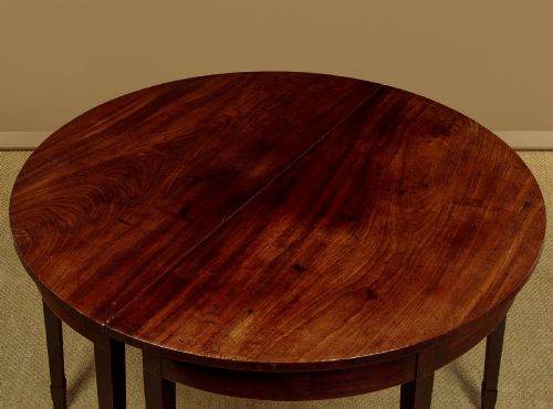 PAIR OF GEORGE III MAHOGANY DEMILUNE SIDE TABLES C1810 - ADDITIONAL PHOTO 4