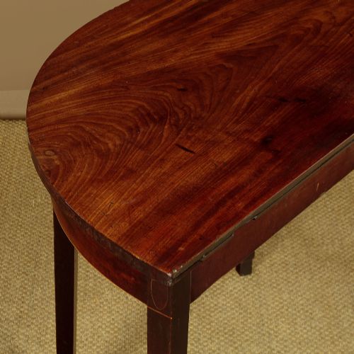 PAIR OF GEORGE III MAHOGANY DEMILUNE SIDE TABLES C1810 - ADDITIONAL PHOTO 6