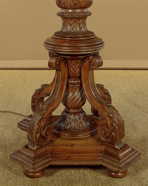 PAIR OF LARGE WALNUT STANDARD LAMPS C1900 - ADDITIONAL PHOTO 7