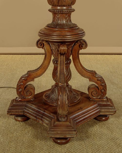 PAIR OF LARGE WALNUT STANDARD LAMPS C1900 - ADDITIONAL PHOTO 8