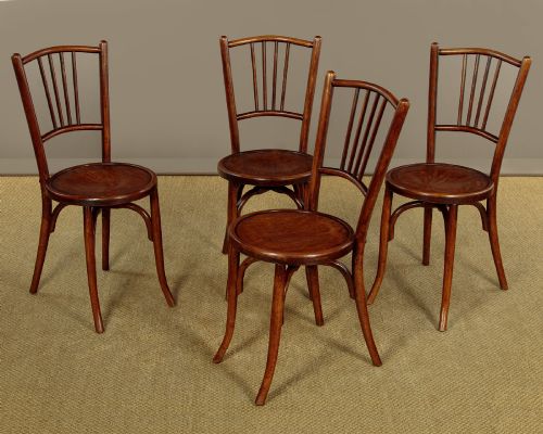 SET OF FOUR BENTWOOD BISTRO DINING CHAIRS BY CODINA C1900