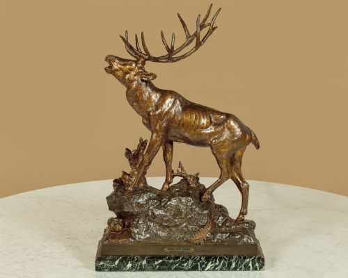 Spelter Sculpture of a Stag at Bay C.1930