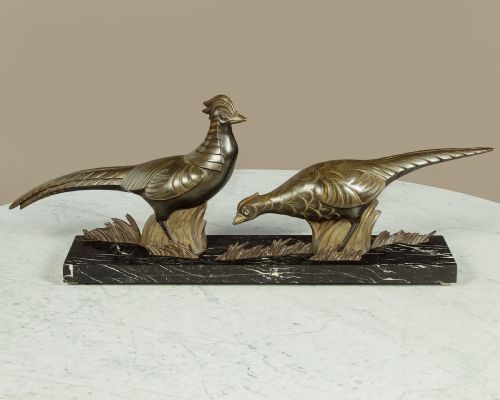 Art Deco Sculpture of Golden Pheasants C.1930