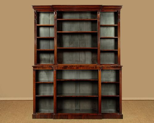 Rosewood Breakfront Open Bookshelves C.1860