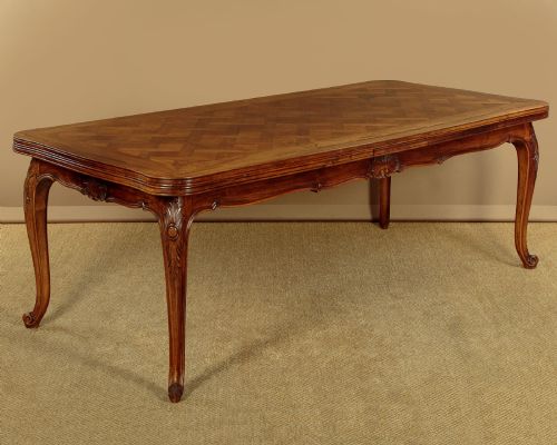 Walnut Parquetry Drawer Leaf Dining Table C.1930