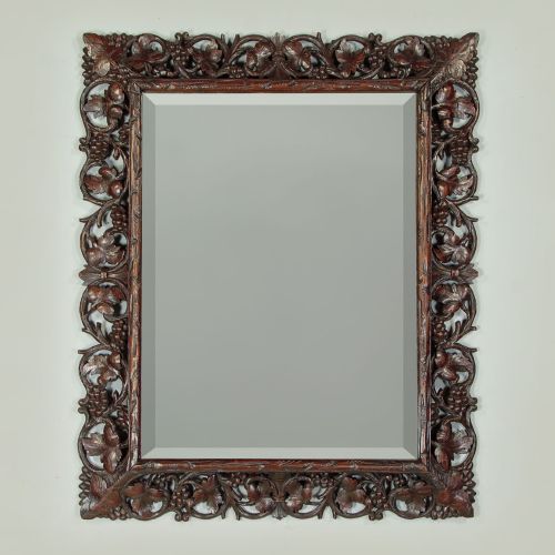 Vine & Grape Carved Oak Frame Mirror C.1890