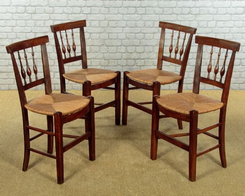Set of Four Rush Seat Dining Chairs C.1900