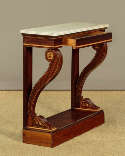 Small Mahogany & Marble Top Console Table C.1880