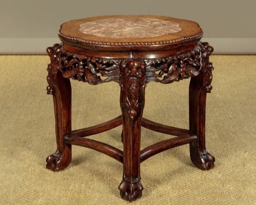 Low Chinese Marble Top Side Table C.1900