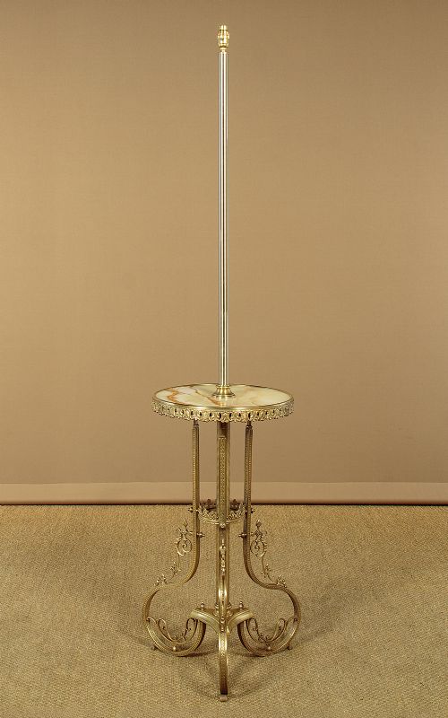 Brass Standard Lamp and Wine Table C.1900