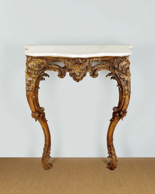 Small Giltwood & Marble Top Console Table C.1890