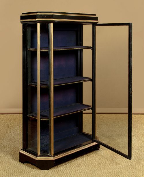 Art Deco Ebonised and Brass Mounted Display Cabinet C.1920