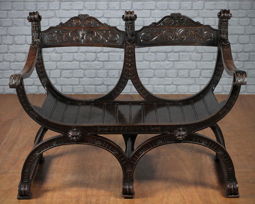Carved Oak SEat c.1890.