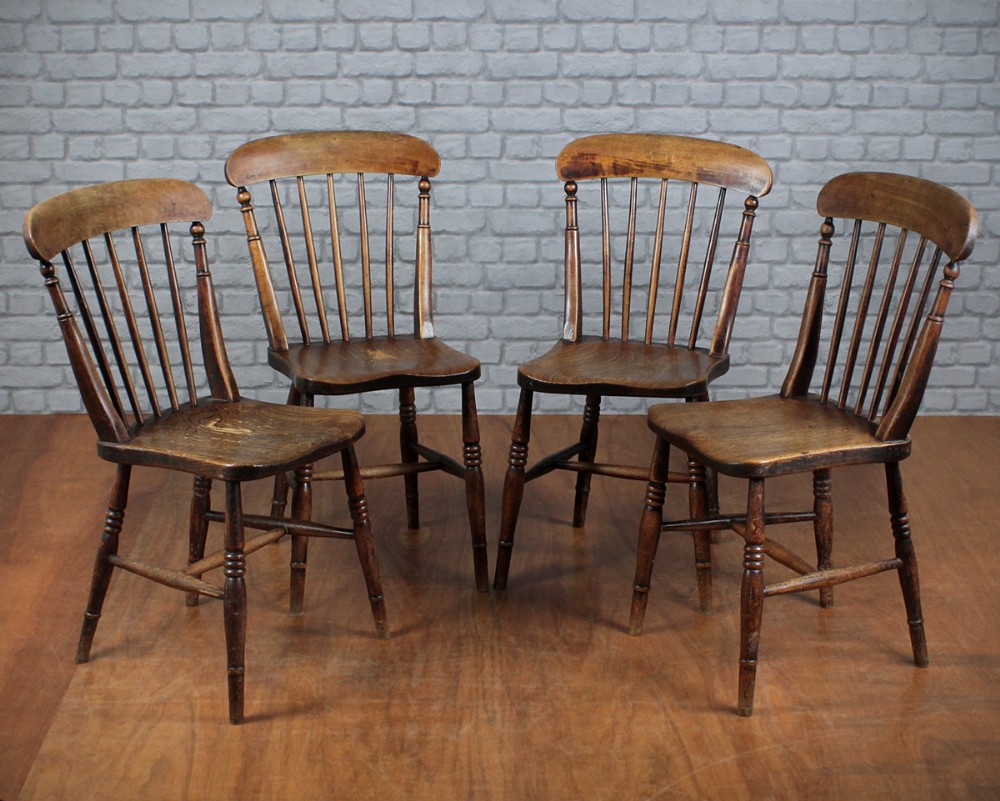 Four Victorian Kitchen Chairs c.1880.