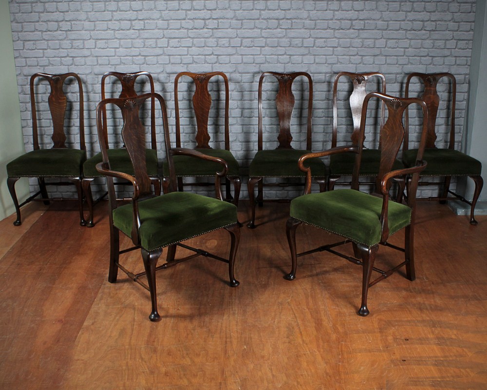 Eight Oak Dining Chairs c.1910.