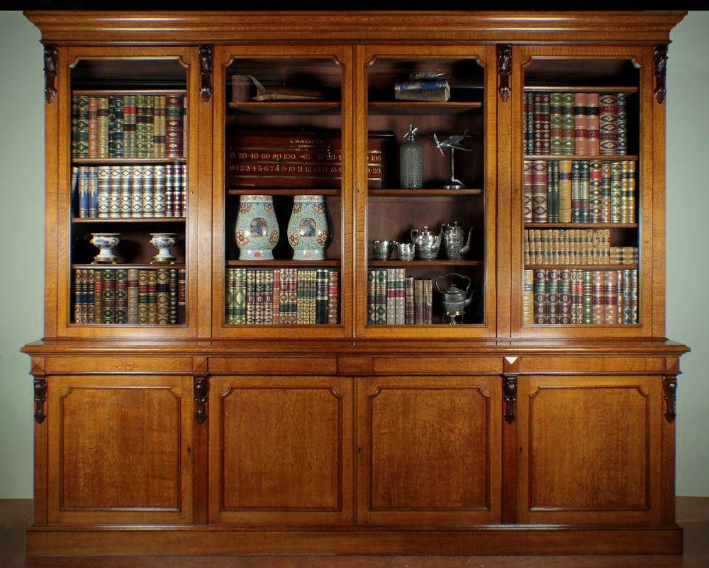 Mid 19th.c. English Four Door Oak Bookcase c.1860. 