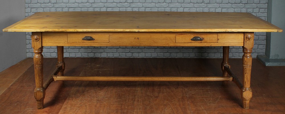 12 Seater Pine Kitchen Dining Table c.1890. 