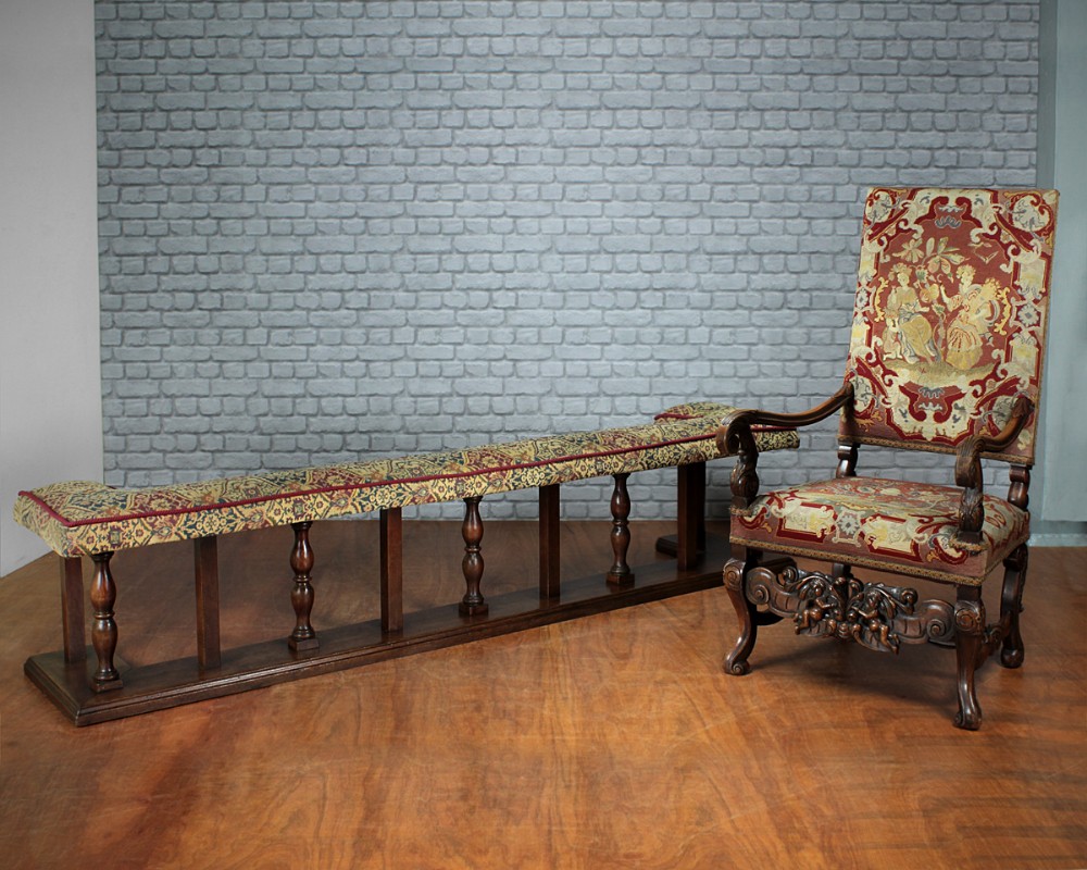 Large Tapestry Top Window Seat or Club Fender c.1880.