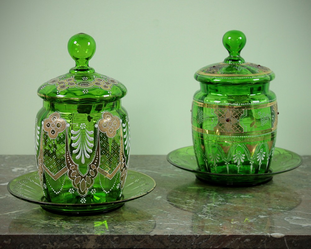 Pair 19th.c. Glass Biscuit Barrels c.1880.