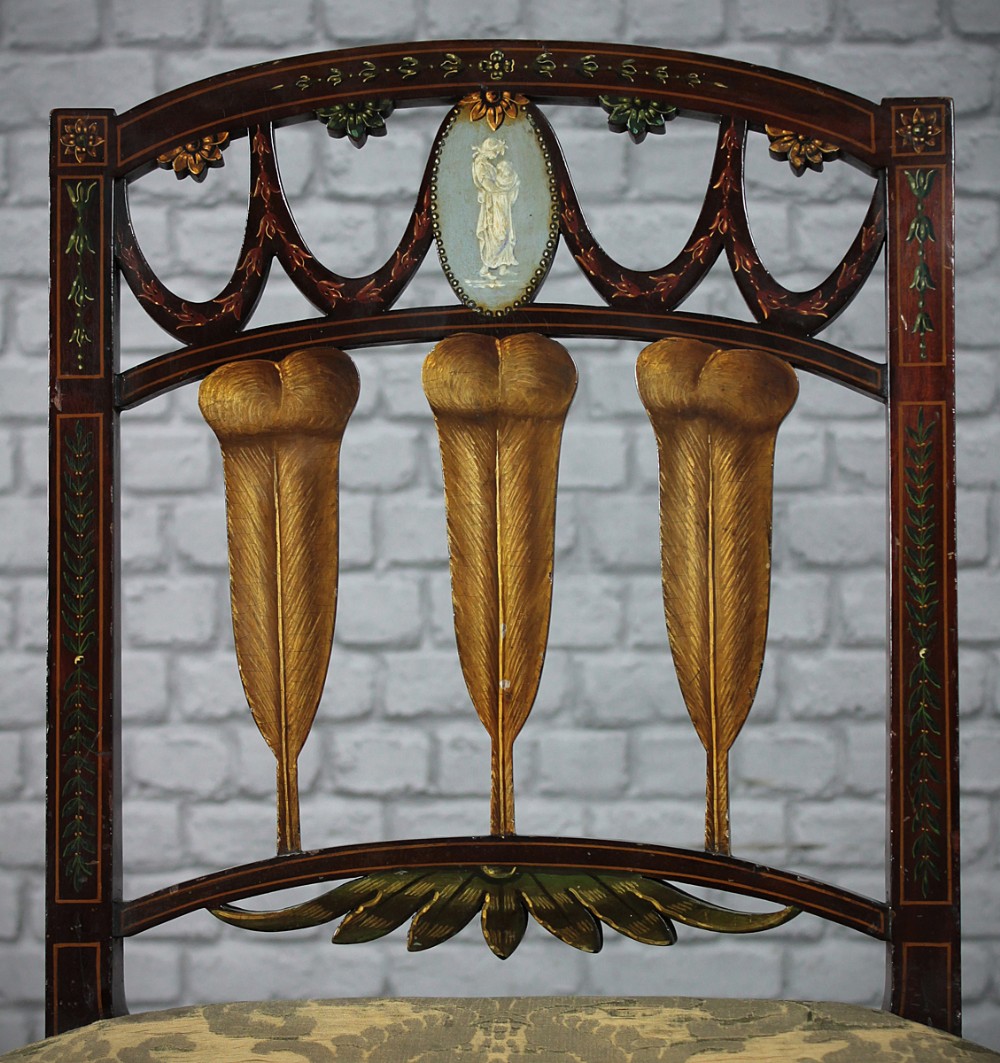 Three Feathers Hand Painted Side Chair c.1890.