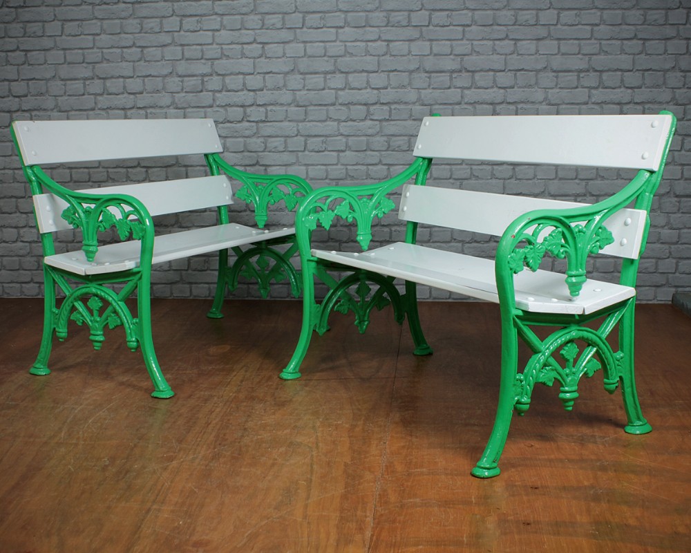 Pair 19th.c. Cast Iron Garden Benches c.1890.
