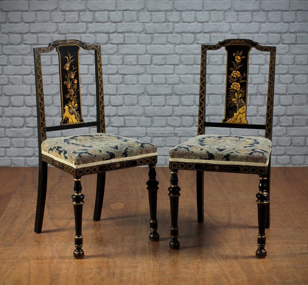 Pair Chinoiserie Side Chairs c.1920.