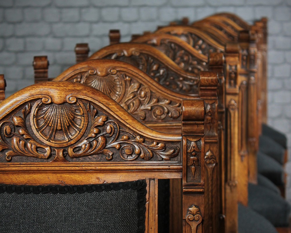 Set of 10 Oak Dining Chairs c.1880.