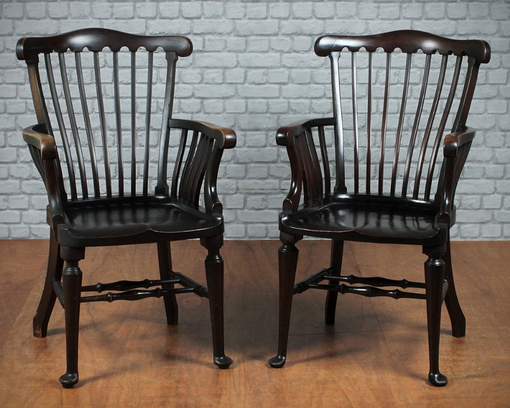 Pair of Walnut Armchairs c.1900.