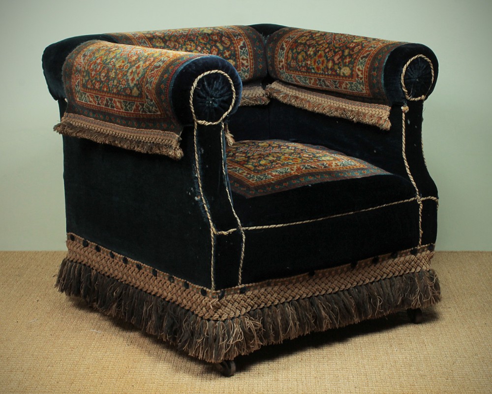 Late 19th.c. Blue Carpet Chair c.1880.