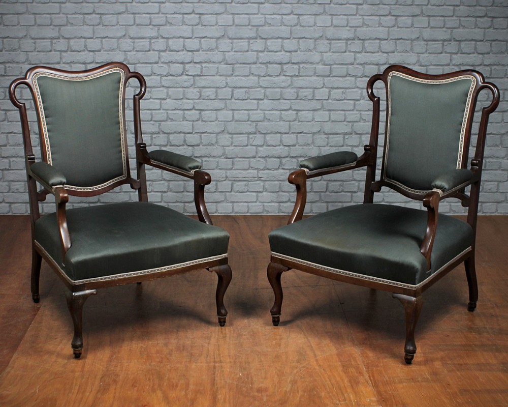 Pair Low Armchairs c.1890.