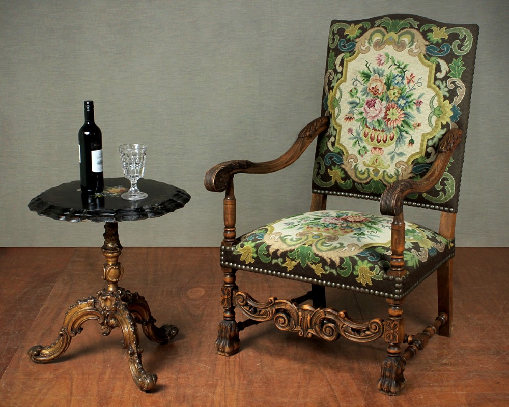 Charles II Style Tapestry Armchair.